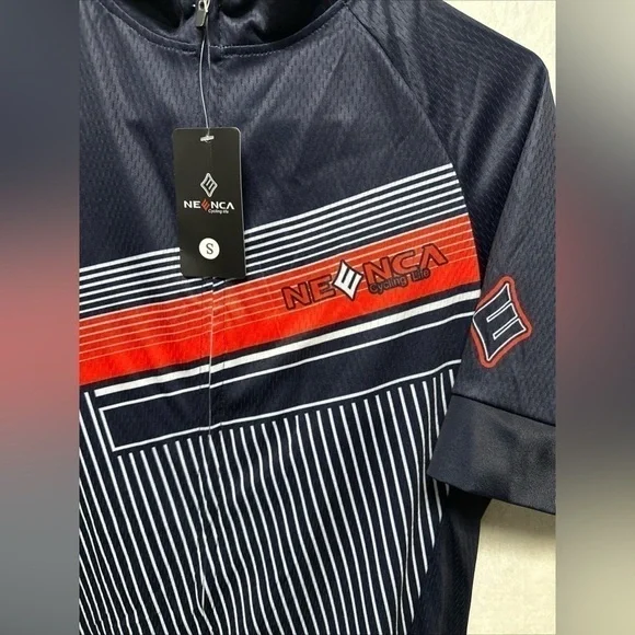 Neenca Cycling Jersey Short Sleeve Men's Blue White Full Zip Small - Picture 4 of 6